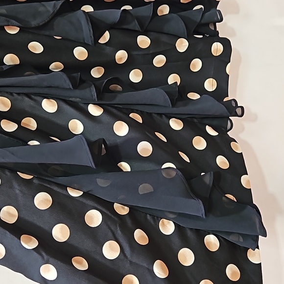 Lauren Conrad, Polka dot mini dress, Ruffles, Black and Peach, Sz 12 - Picture 5 of 10